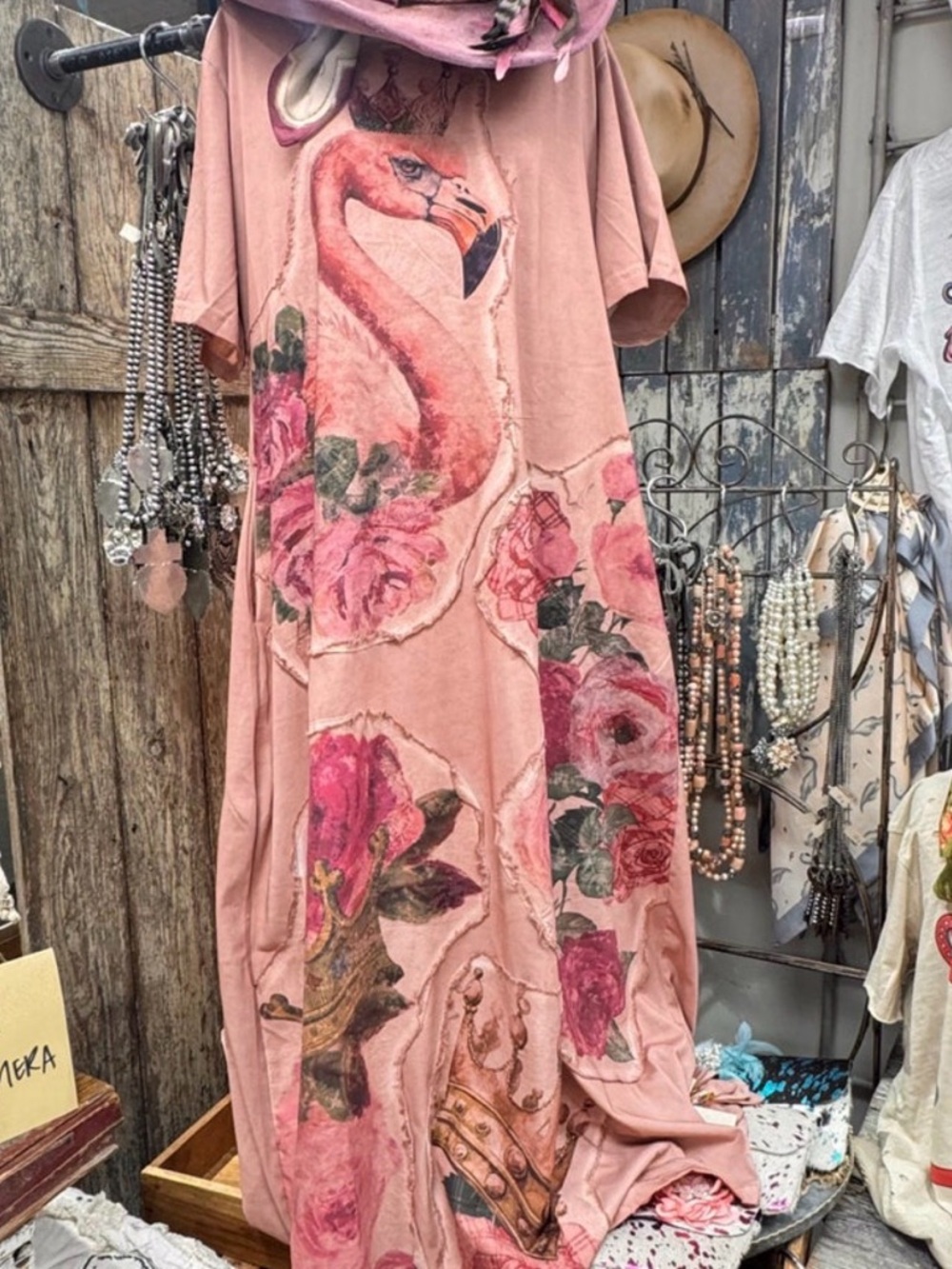 FLAMINGO HEIRLOOM PINK MAXI DRESS - 100% COTTON  One Size (Fits size 6 to 18)